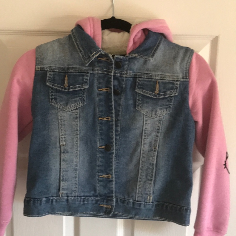 Girls hooded denim sweatshirt jacket. Like new